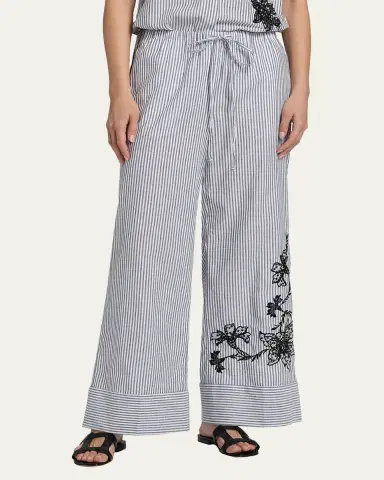 Kobi Halperin Callie Embroidered Striped Wide-Leg Pants | Thumbnail 3 Kobi Halperin Callie Embroidered Striped Wide-Leg Pants | Thumbnail 3