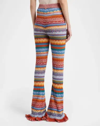 Etro Striped Open Knit Flare Trousers | Thumbnail 2 Etro Striped Open Knit Flare Trousers | Thumbnail 2