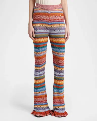 Etro Striped Open Knit Flare Trousers | Thumbnail 3 Etro Striped Open Knit Flare Trousers | Thumbnail 3