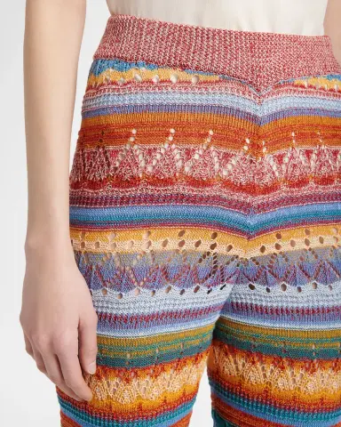 Etro Striped Open Knit Flare Trousers | Thumbnail 4 Etro Striped Open Knit Flare Trousers | Thumbnail 4