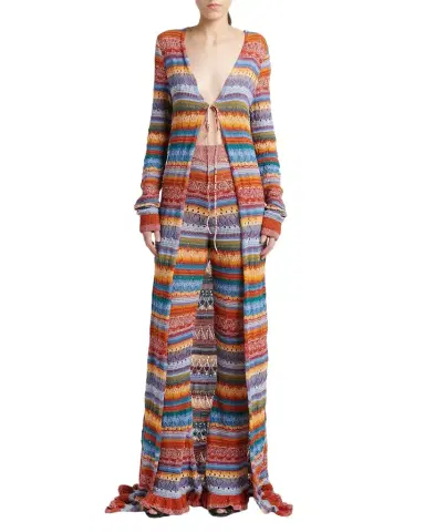 Etro Striped Open Knit Flare Trousers | Thumbnail 1 Etro Striped Open Knit Flare Trousers | Thumbnail 1