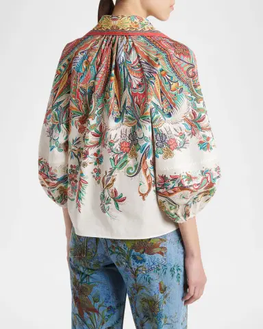Etro Paisley-Print Balloon-Sleeve Collared Shirt | Thumbnail 2 Etro Paisley-Print Balloon-Sleeve Collared Shirt | Thumbnail 2