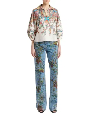 Etro Paisley-Print Balloon-Sleeve Collared Shirt | Thumbnail 1 Etro Paisley-Print Balloon-Sleeve Collared Shirt | Thumbnail 1