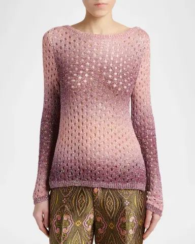 Etro Paillette Ombre Net Knit Sweater | Thumbnail 3 Etro Paillette Ombre Net Knit Sweater | Thumbnail 3