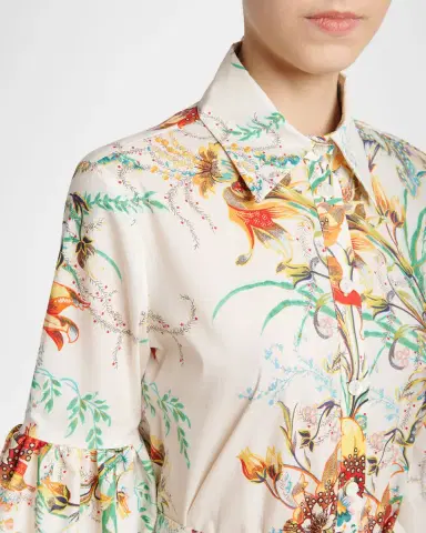 Etro Floral-Print Cotton Ruffle-Sleeve Mini Shirtdress | Thumbnail 4 Etro Floral-Print Cotton Ruffle-Sleeve Mini Shirtdress | Thumbnail 4