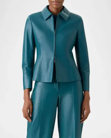 Akris Hecate Nappa Leather Fitted Jacket, | Thumbnail 3 Akris Hecate Nappa Leather Fitted Jacket, | Thumbnail 3