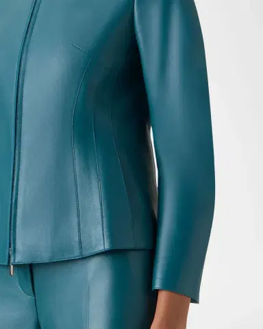 Akris Hecate Nappa Leather Fitted Jacket, | Thumbnail 4 Akris Hecate Nappa Leather Fitted Jacket, | Thumbnail 4