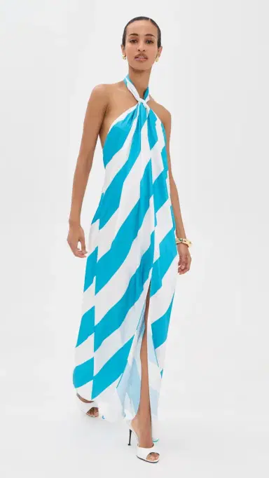 Ronny Kobo Chantell Dress Turquoise Ivory M | Thumbnail 2 Ronny Kobo Chantell Dress Turquoise Ivory M | Thumbnail 2