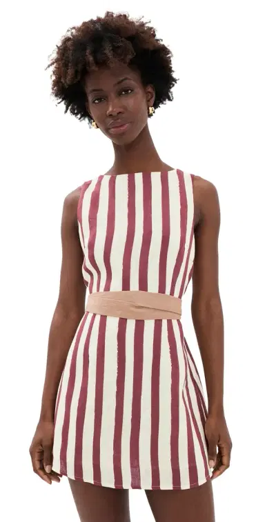 VRG GRL Lea Linen Mini Dress Burgundy | Thumbnail 1 VRG GRL Lea Linen Mini Dress Burgundy | Thumbnail 1