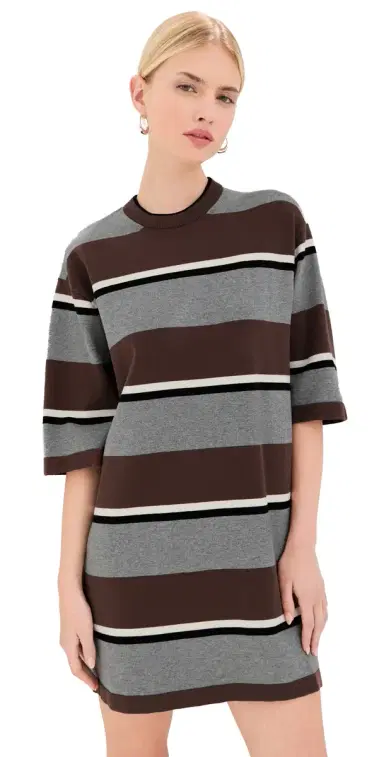 LE BOP ara Rugby Tee Dress Chocolate/Heather Grey | Thumbnail 1 LE BOP ara Rugby Tee Dress Chocolate/Heather Grey | Thumbnail 1