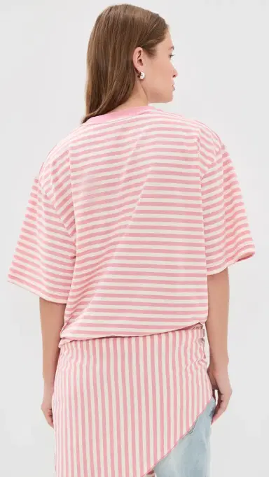 Lioness Olsen Short Sleeve Top Pink Cream tripe | Thumbnail 3 Lioness Olsen Short Sleeve Top Pink Cream tripe | Thumbnail 3
