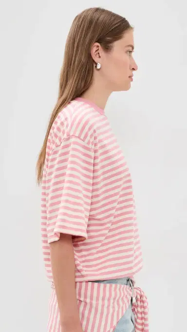 Lioness Olsen Short Sleeve Top Pink Cream tripe | Thumbnail 4 Lioness Olsen Short Sleeve Top Pink Cream tripe | Thumbnail 4