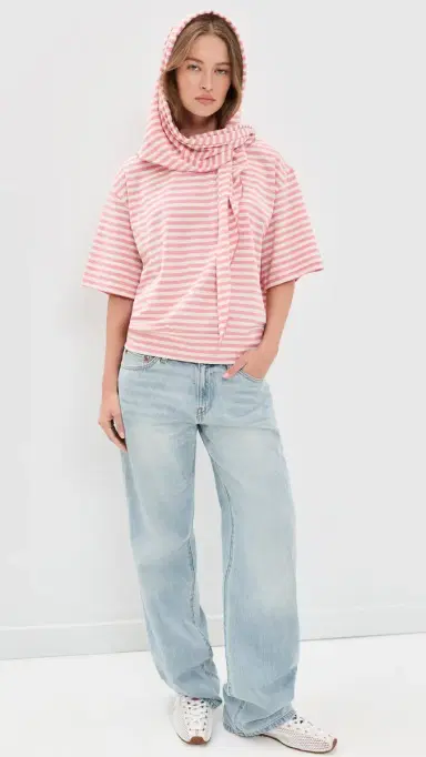 Lioness Olsen Short Sleeve Top Pink Cream tripe | Thumbnail 6 Lioness Olsen Short Sleeve Top Pink Cream tripe | Thumbnail 6