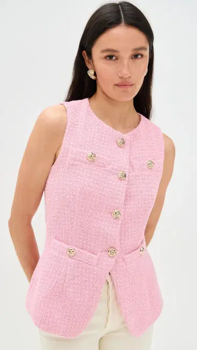 endless rose Tweed Buttoned ong Split Top Pink | Thumbnail 2 endless rose Tweed Buttoned ong Split Top Pink | Thumbnail 2