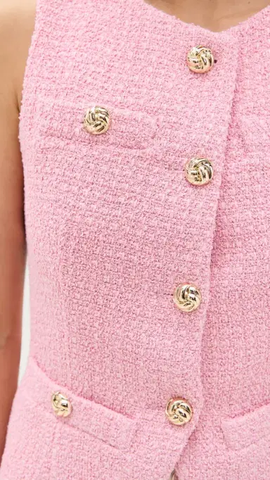 endless rose Tweed Buttoned ong Split Top Pink | Thumbnail 6 endless rose Tweed Buttoned ong Split Top Pink | Thumbnail 6