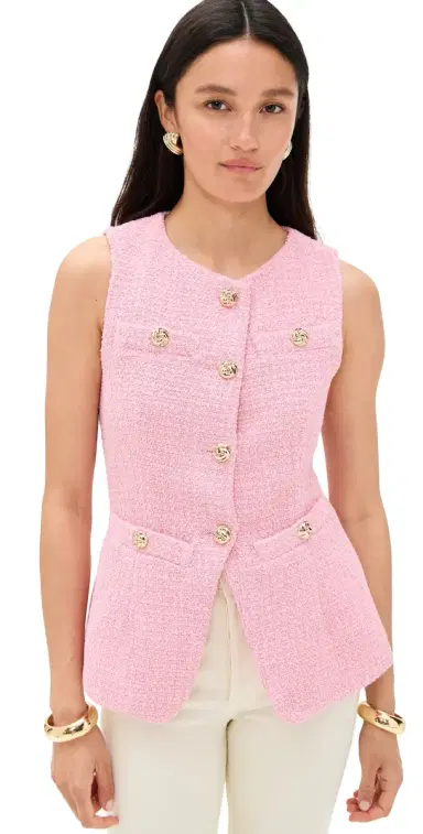 endless rose Tweed Buttoned ong Split Top Pink | Thumbnail 1 endless rose Tweed Buttoned ong Split Top Pink | Thumbnail 1