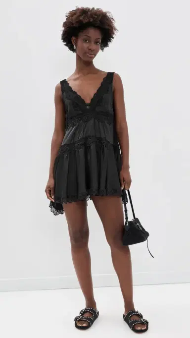 Free People In This Groove Mini Slip Dress Black | Thumbnail 5 Free People In This Groove Mini Slip Dress Black | Thumbnail 5