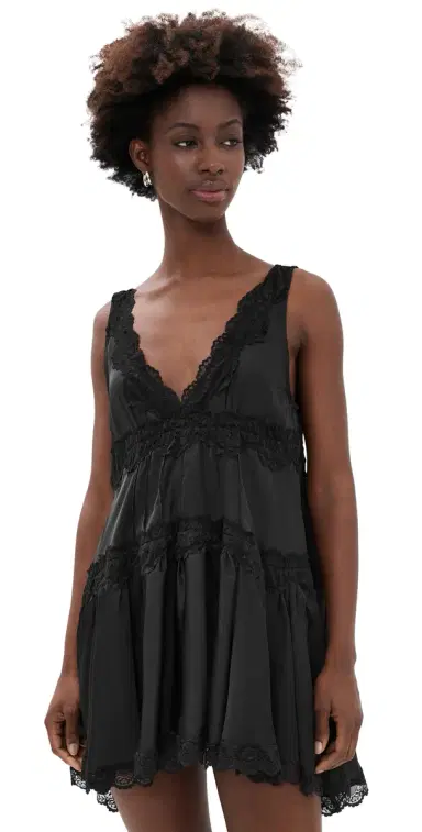 Free People In This Groove Mini Slip Dress Black | Thumbnail 1 Free People In This Groove Mini Slip Dress Black | Thumbnail 1