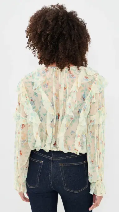 Ulla Johnson Delfina Long Sleeve Silk Blouse Moon Petal | Thumbnail 3 Ulla Johnson Delfina Long Sleeve Silk Blouse Moon Petal | Thumbnail 3