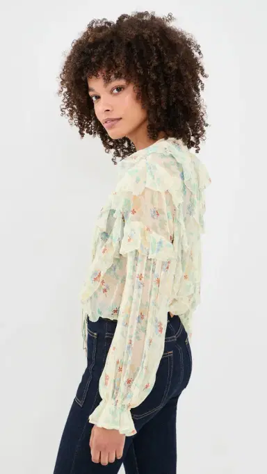 Ulla Johnson Delfina Long Sleeve Silk Blouse Moon Petal | Thumbnail 4 Ulla Johnson Delfina Long Sleeve Silk Blouse Moon Petal | Thumbnail 4