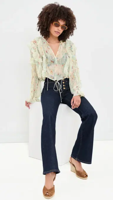 Ulla Johnson Delfina Long Sleeve Silk Blouse Moon Petal | Thumbnail 5 Ulla Johnson Delfina Long Sleeve Silk Blouse Moon Petal | Thumbnail 5