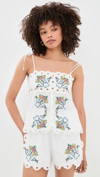 Moon River Scallop Floral Embroidered Top | Thumbnail 2 Moon River Scallop Floral Embroidered Top | Thumbnail 2