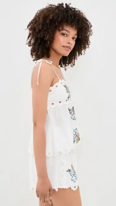 Moon River Scallop Floral Embroidered Top | Thumbnail 4 Moon River Scallop Floral Embroidered Top | Thumbnail 4