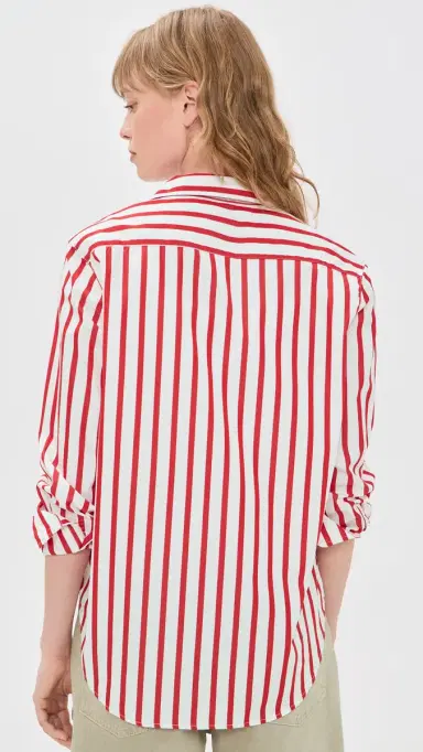 Frank & Eileen Relaxed Button-Up Shirt White Red tripe | Thumbnail 3 Frank & Eileen Relaxed Button-Up Shirt White Red tripe | Thumbnail 3
