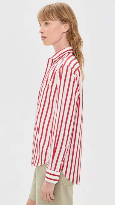 Frank & Eileen Relaxed Button-Up Shirt White Red tripe | Thumbnail 4 Frank & Eileen Relaxed Button-Up Shirt White Red tripe | Thumbnail 4