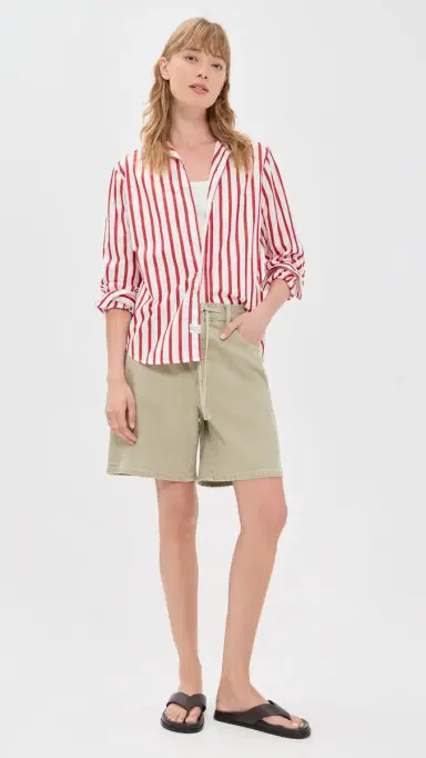 Frank & Eileen Relaxed Button-Up Shirt White Red tripe | Thumbnail 5 Frank & Eileen Relaxed Button-Up Shirt White Red tripe | Thumbnail 5