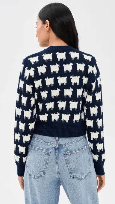 Rowing Blazers Cotton Cropped heep Cardigan Navy | Thumbnail 3 Rowing Blazers Cotton Cropped heep Cardigan Navy | Thumbnail 3