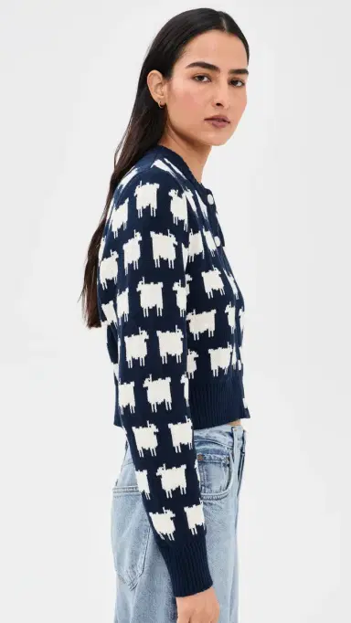Rowing Blazers Cotton Cropped heep Cardigan Navy | Thumbnail 4 Rowing Blazers Cotton Cropped heep Cardigan Navy | Thumbnail 4