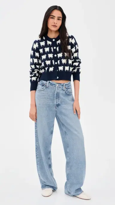 Rowing Blazers Cotton Cropped heep Cardigan Navy | Thumbnail 5 Rowing Blazers Cotton Cropped heep Cardigan Navy | Thumbnail 5