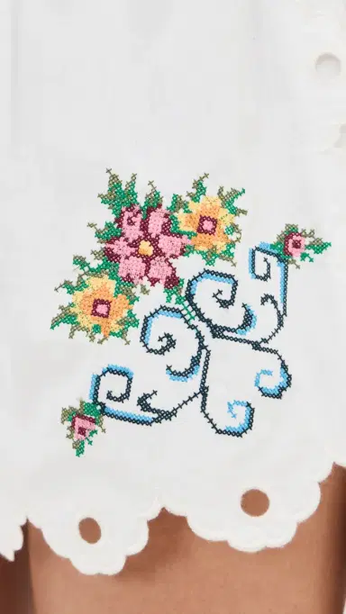 Moon River callop Floral Embroidered Shorts White Multi | Thumbnail 6 Moon River callop Floral Embroidered Shorts White Multi | Thumbnail 6