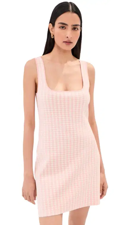 LE BOP Gingham Knit Mini Dress Ballet Pink | Thumbnail 1 LE BOP Gingham Knit Mini Dress Ballet Pink | Thumbnail 1