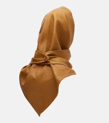 Nour Hammour Draped leather hood | Thumbnail 3 Nour Hammour Draped leather hood | Thumbnail 3