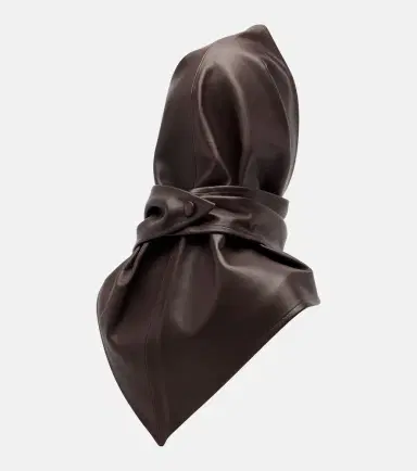 Nour Hammour Draped leather hood | Thumbnail 3 Nour Hammour Draped leather hood | Thumbnail 3