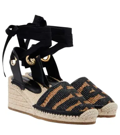 Ferragamo Animal-print raffia espadrille wedges | Thumbnail 1 Ferragamo Animal-print raffia espadrille wedges | Thumbnail 1