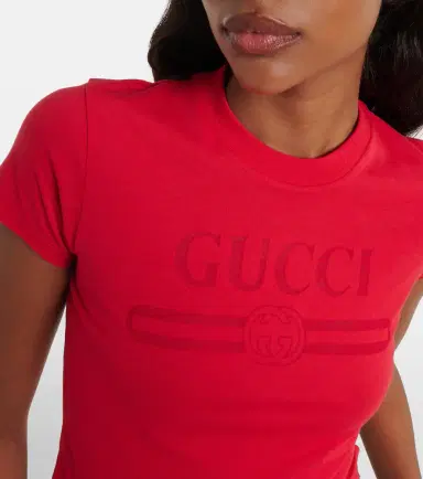 Gucci Logo cropped cotton-blend jersey T-shirt | Thumbnail 4 Gucci Logo cropped cotton-blend jersey T-shirt | Thumbnail 4
