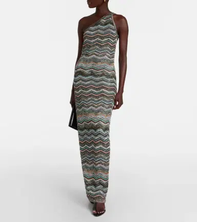 Missoni Zigzag one-shoulder lamé maxi dress | Thumbnail 2 Missoni Zigzag one-shoulder lamé maxi dress | Thumbnail 2