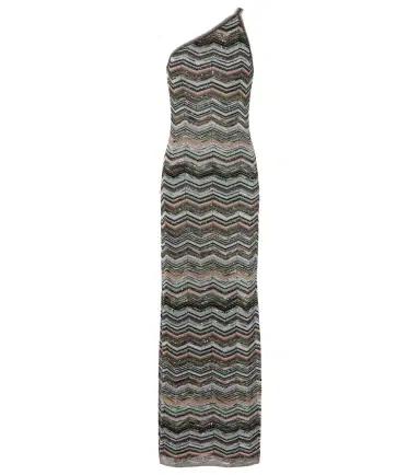 Missoni Zigzag one-shoulder lamé maxi dress | Thumbnail 1 Missoni Zigzag one-shoulder lamé maxi dress | Thumbnail 1