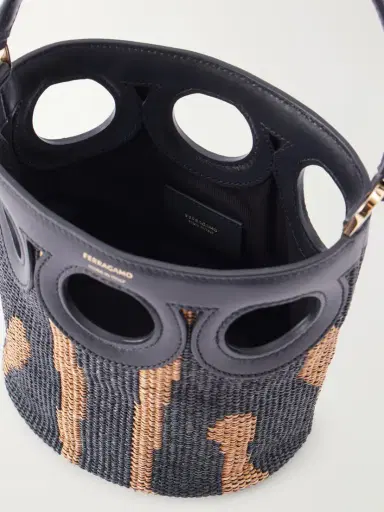 Ferragamo Cutout Leather-paneled Raffia Tote | Thumbnail 6 Ferragamo Cutout Leather-paneled Raffia Tote | Thumbnail 6