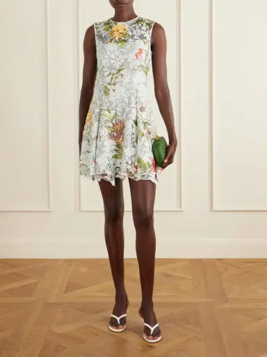 Oscar de la Renta Floral-print Lace Mini Dress | Thumbnail 2 Oscar de la Renta Floral-print Lace Mini Dress | Thumbnail 2