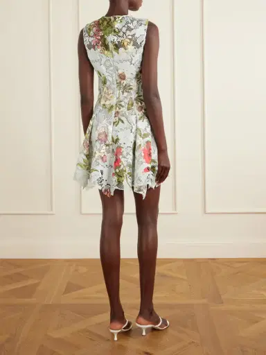 Oscar de la Renta Floral-print Lace Mini Dress | Thumbnail 3 Oscar de la Renta Floral-print Lace Mini Dress | Thumbnail 3