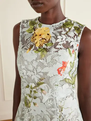 Oscar de la Renta Floral-print Lace Mini Dress | Thumbnail 4 Oscar de la Renta Floral-print Lace Mini Dress | Thumbnail 4