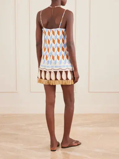 Cara Cara Valencia Printed Fringed Linen Mini Dress | Thumbnail 3 Cara Cara Valencia Printed Fringed Linen Mini Dress | Thumbnail 3