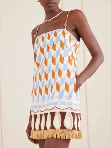 Cara Cara Valencia Printed Fringed Linen Mini Dress | Thumbnail 4 Cara Cara Valencia Printed Fringed Linen Mini Dress | Thumbnail 4