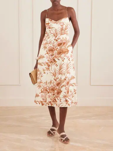 Cara Cara Cherry Floral-print Linen Midi Dress | Thumbnail 2 Cara Cara Cherry Floral-print Linen Midi Dress | Thumbnail 2
