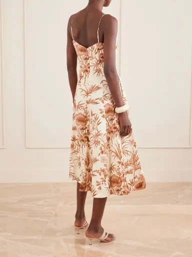 Cara Cara Cherry Floral-print Linen Midi Dress | Thumbnail 3 Cara Cara Cherry Floral-print Linen Midi Dress | Thumbnail 3