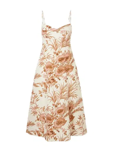 Cara Cara Cherry Floral-print Linen Midi Dress | Thumbnail 1 Cara Cara Cherry Floral-print Linen Midi Dress | Thumbnail 1